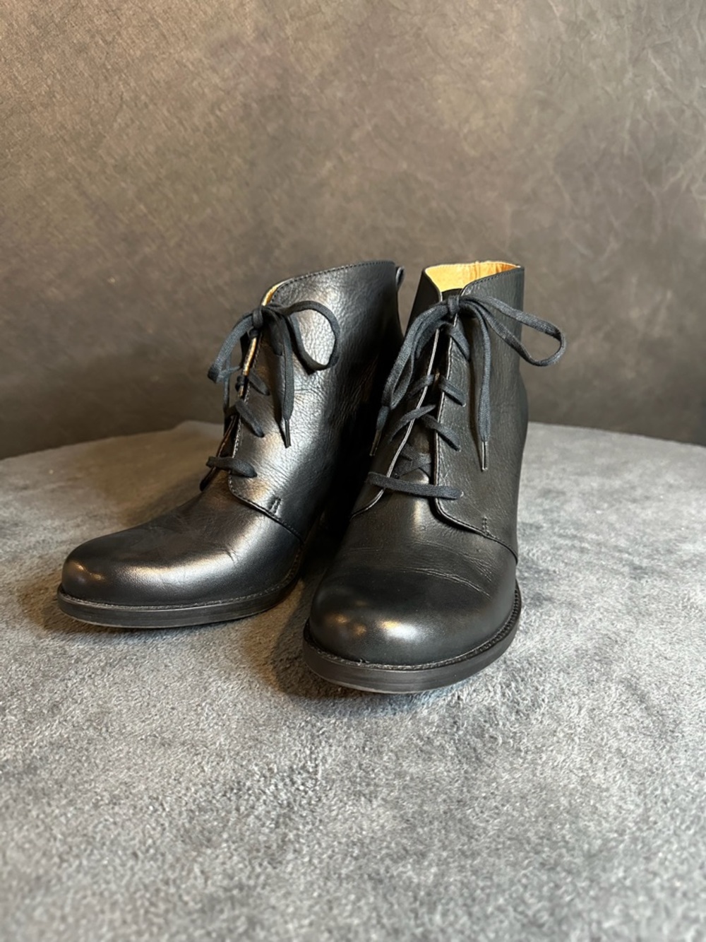 Latigo Black Leather Lace-Up Ankle Boots